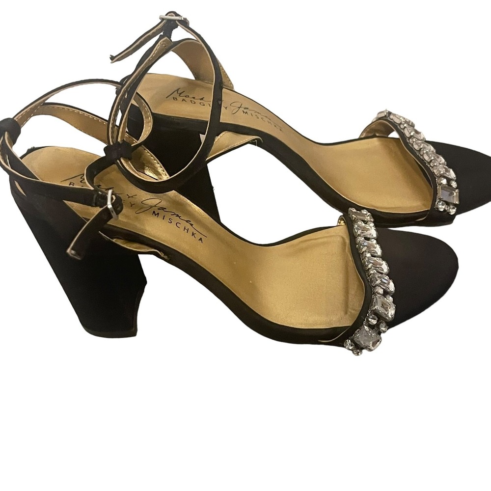 Mark James Badgley Mischka Size 8.5M Black Rhinestone‎ Block 4In Heels